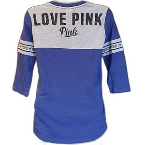 Love PINK Victoria's Secret Baseball Tee Shirt Varsity Football Boyfriend Top XS